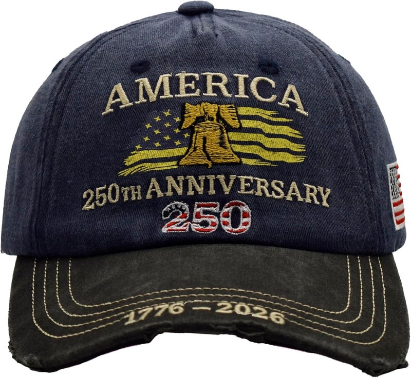 Efdaf Store USA 250th Anniversary Hat, Adjustable 250th Anniversary Printed Patriotic Baseball Caps, Tribute Retro Washed Hat - Image 1